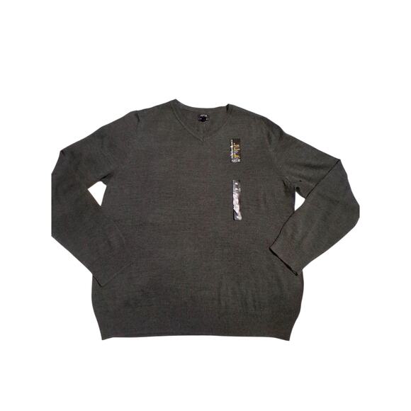 Apt 9 Merino Wool Mens size XL NWT V-Neck Prep Grungecore Sweater Office Career - Picture 1 of 11